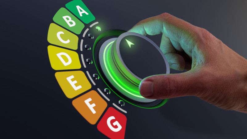 Dial showing ratings A-G